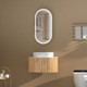 450*900*150mm Carysil Noble Original Walnut Melamine Plywood Oval LED Shaving Cabinet(Single Door)