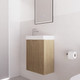 Vienna 450mm American Oak Wall Hung One Door Mini Vanity with Polymarble Top