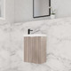 Vienna 450mm White Oak Wall Hung One Door Mini Vanity with Polymarble Top