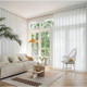Modern Striped Polyester Chiffon Sheer Curtains