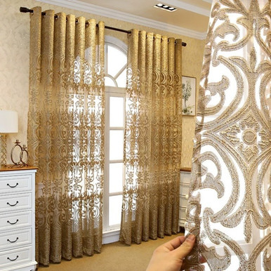Luxury European Style Gold Embroidered Curtains