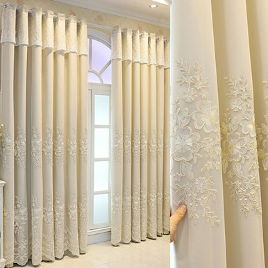 Luxury Modern Floral Embroidered Blackout Curtains