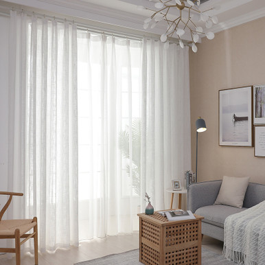 Modern White Linen Sheer Curtains