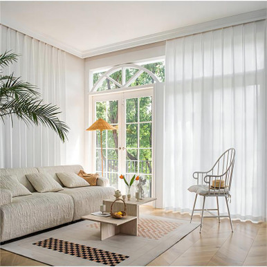 Modern Striped Polyester Chiffon Sheer Curtains