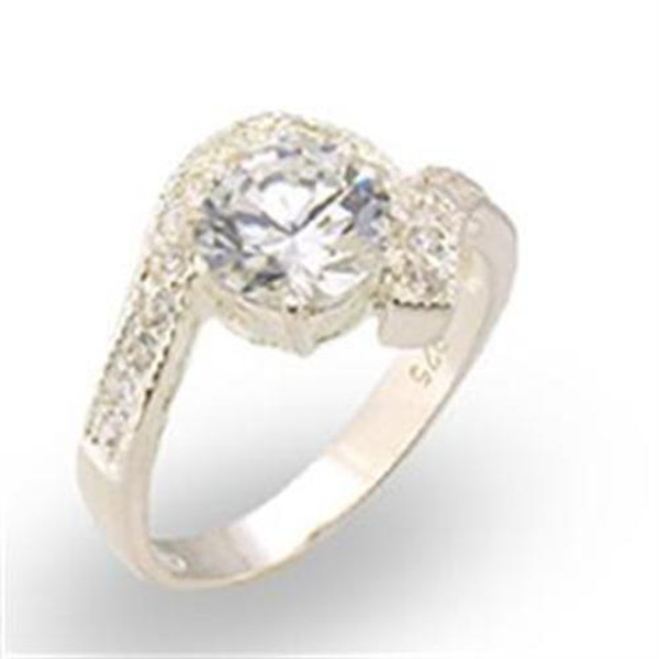 30122 - High-Polished 925 Sterling Silver Ring with AAA Grade CZ  in