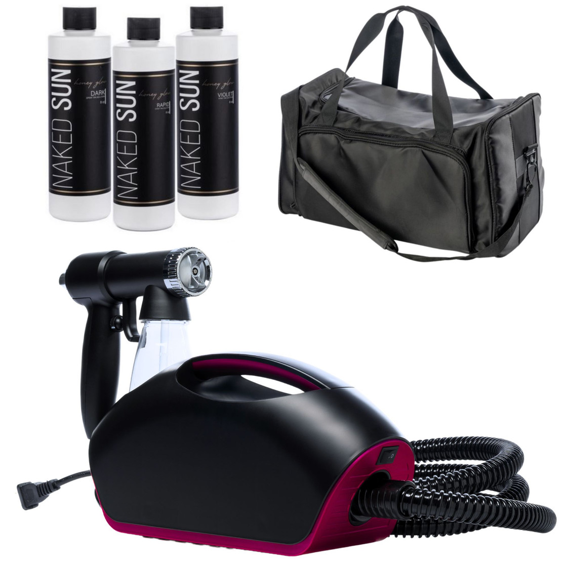 Naked Sun Fascination Spray Tanning Machine with Honey Glow Tanning Solution and Pro Tech Bag