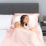Dreamaway Self Tan Sleep Sac Travel Sheet  and 4 Piece Tanning Mitt Kit Bundle -  Includes Sewn-in Pillow Holder, 4 Easy Access Zippers and Bonus Pillow Case