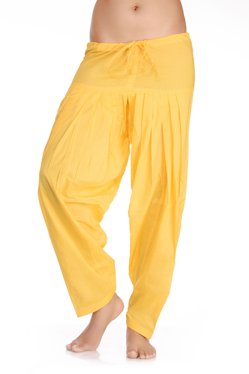 Mens Cotton Harem Pants Free Size Yellow Dhoti pants