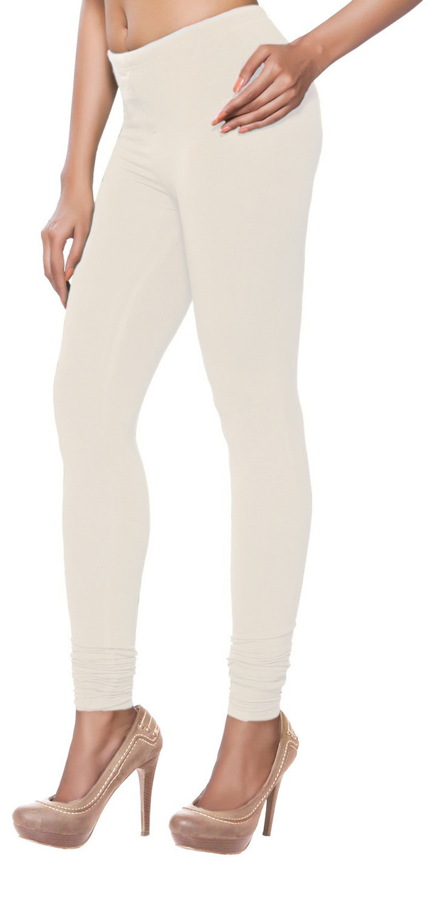 Solid Knit Churidar Leggings - Off-White | Women | Indian Clothing |  In-Sattva