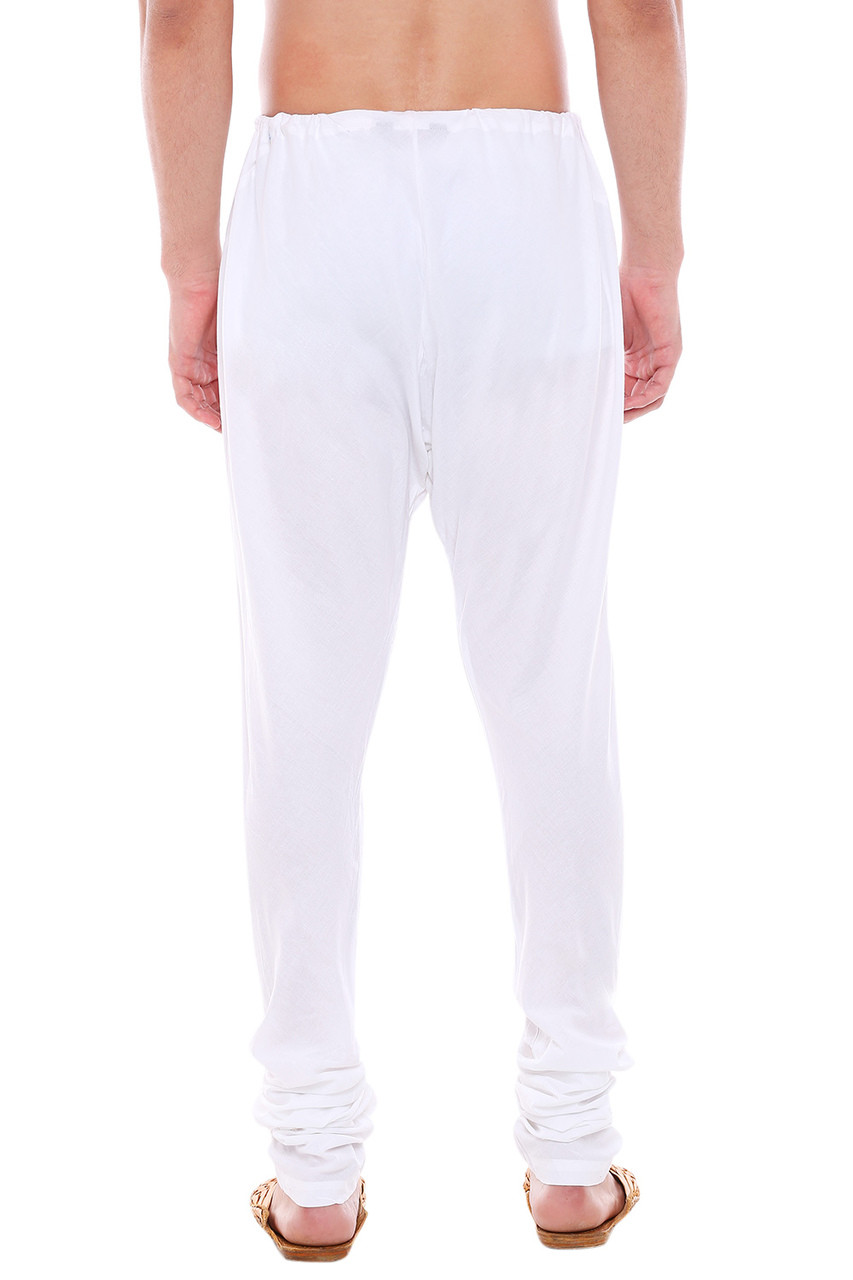 Mens Traditional Indian Churidar Pants - White | In-Sattva