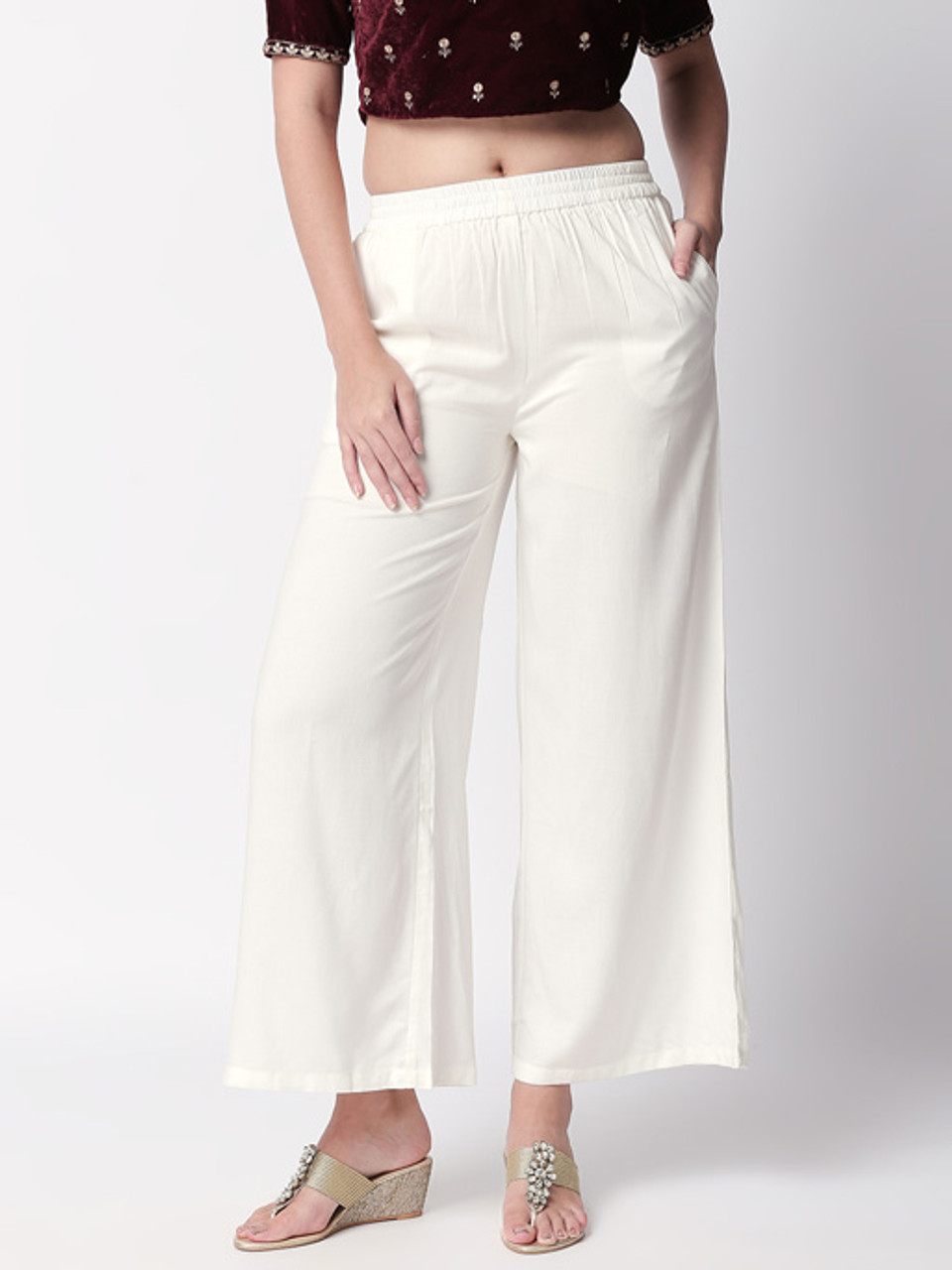 Off white palazzo pants Clearance