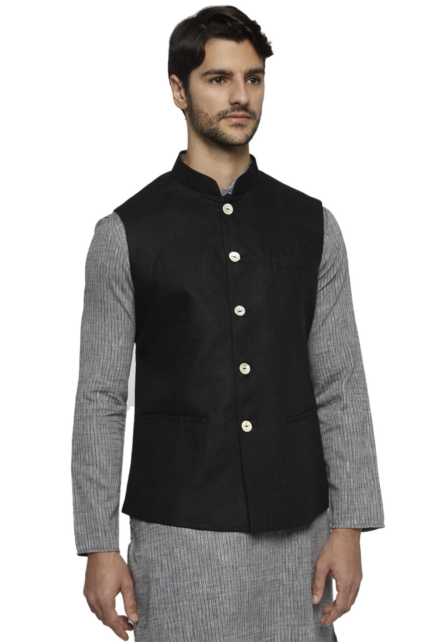 Turtle Men Dark Green Solid Nehru Jacket