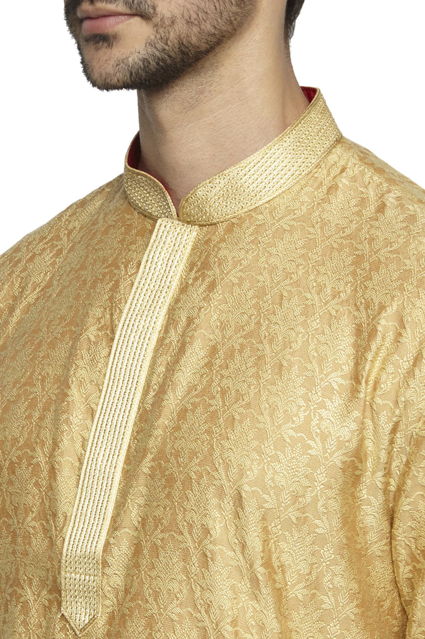 Ethnix Men's Mandarin Collar All-Over Motif Embroidered Kurta Pajama 2 ...