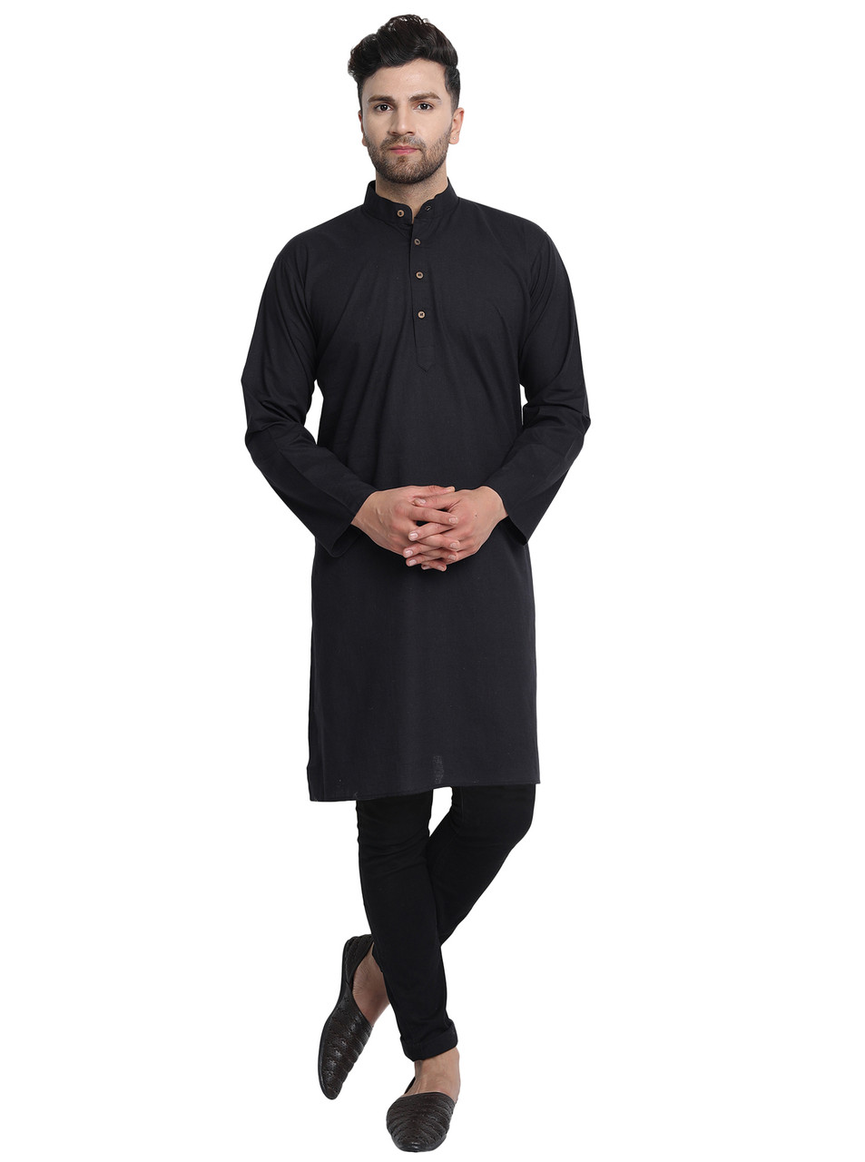 Men's Long Kurta Tunic Black InSattva
