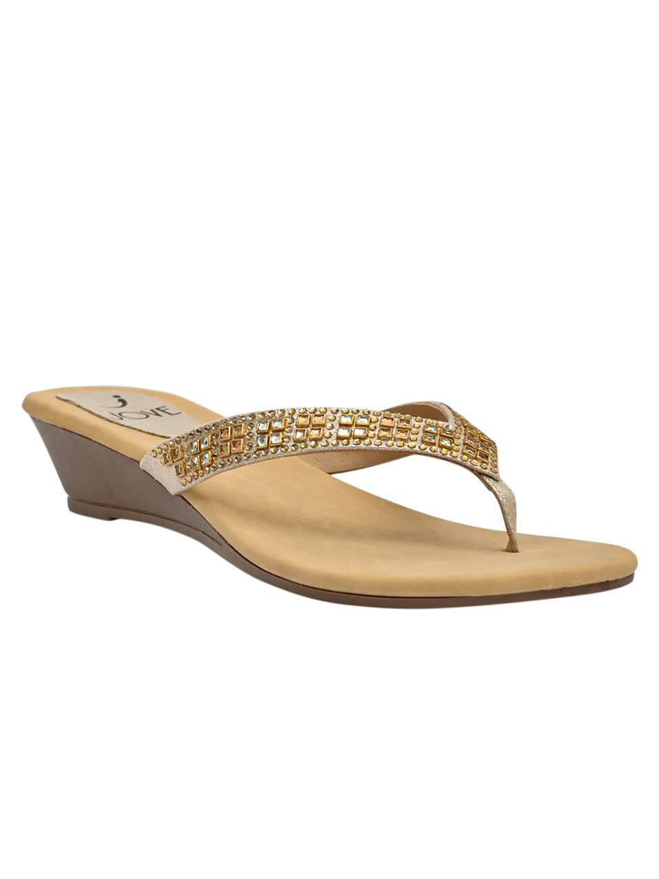 Jove Women's Wedge FlipFlop Gold InSattva
