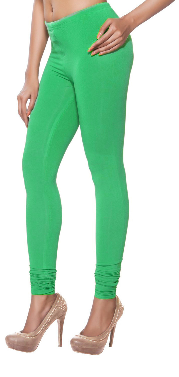 Solid Knit Churidar Leggings - Dark Green, Women