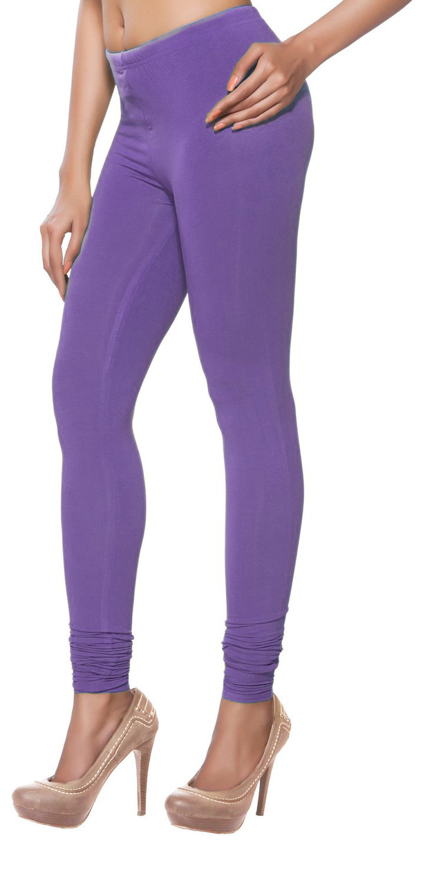 Women Purple Solid Regular Fit Legging