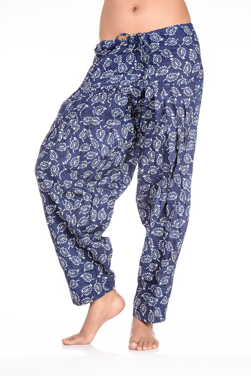 Yoga trousers - Harem trousers PATIALA Ladies, Blue-White Patterns