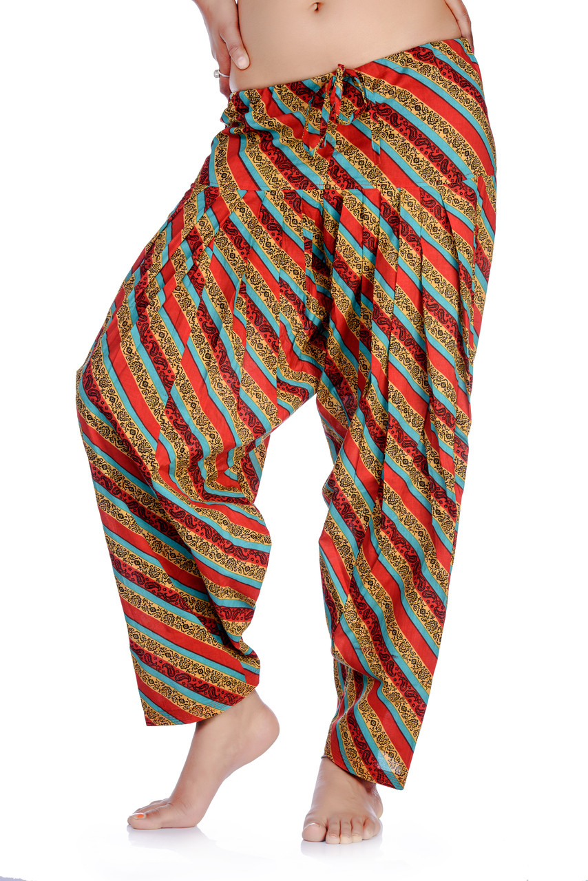 In-Sattva Women's Indian Colorful Diagonal Stripes Print Harem Pants ...