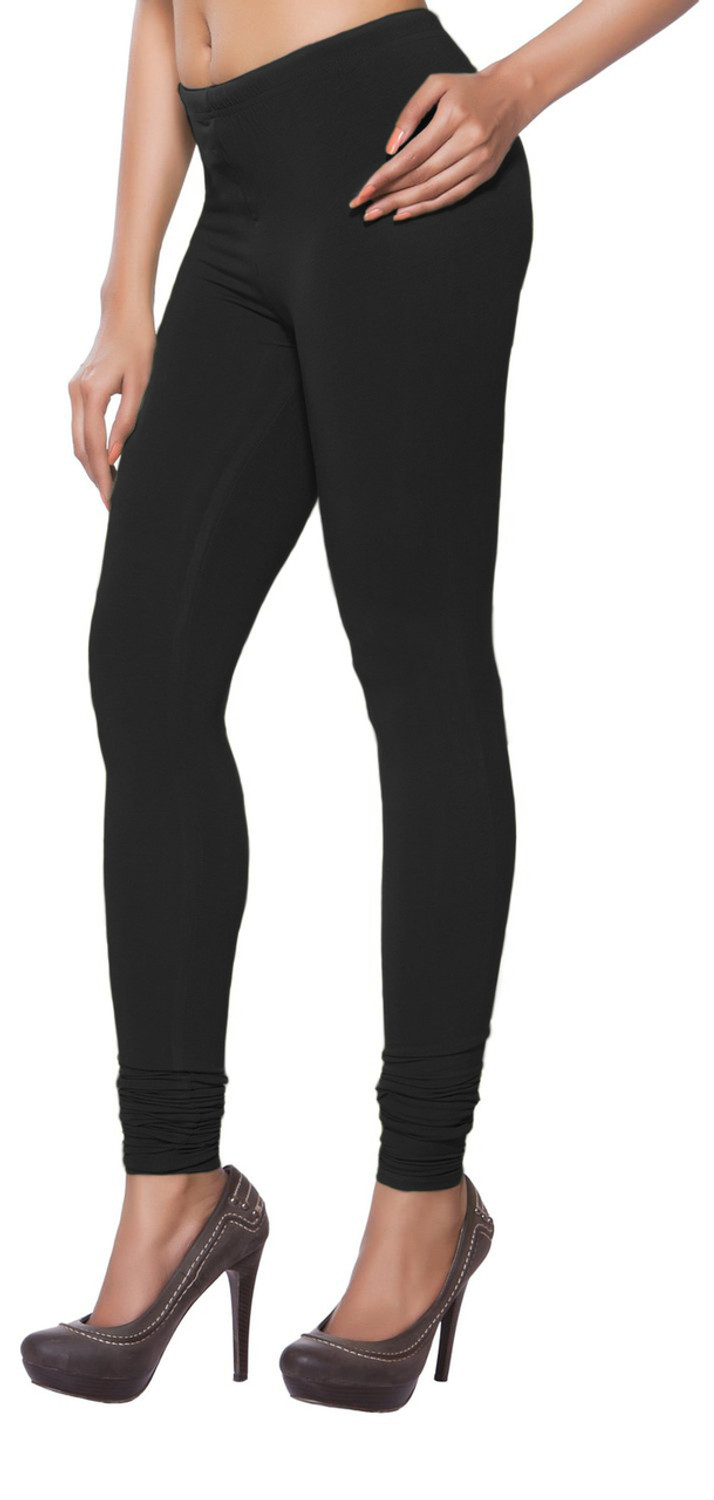 Solid Churidar Leggings - Black