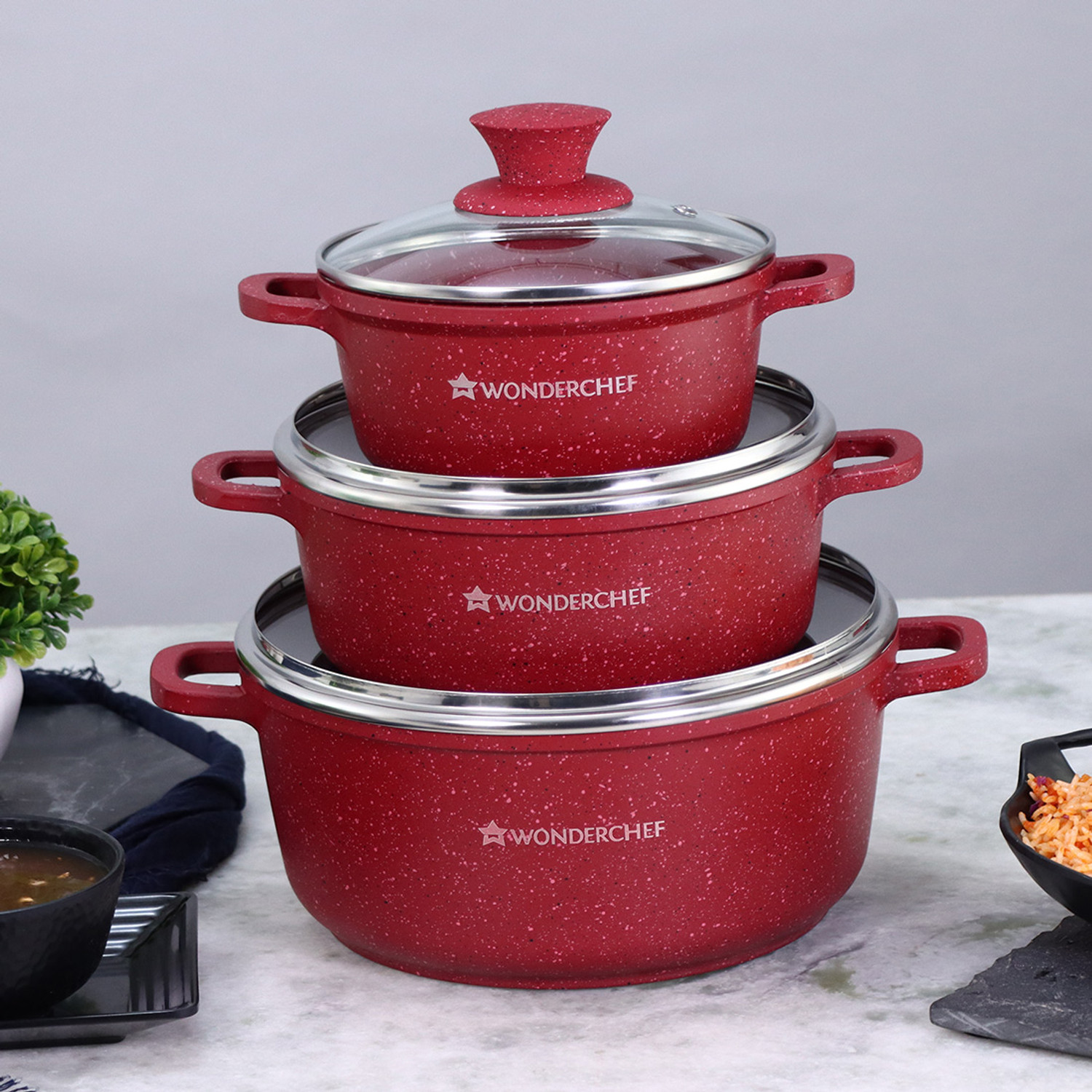 Redchef Genio Ceramic Cookware Set Non-Stick Pots and Pans with Remova –  RedChef