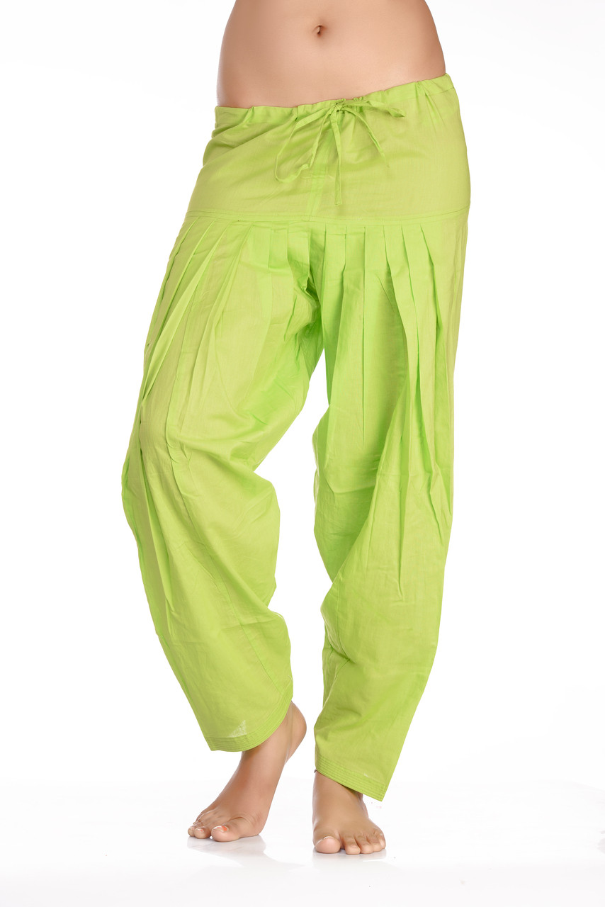 In-Sattva Women's Indian Rich Colored Harem Pants Lime Green In