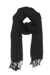 In-Sattva Colors - Woven Square Printed Solid Colored Scarf Stole - Black