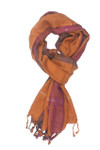 In-Sattva Colors - Vertical and Horizontal Stripe Rich Color Block Scarf Stole - Orange