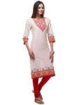In-Sattva Women's Diamond Patterned Kurta Tunic with Printed Yoke