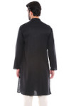 In-Sattva Men's Indian Classic Textured Pure Cotton Kurta Tunic with Band Collar Black