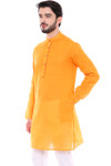 Men's Indian Classic Mustard Kurta Tunic - Side | In-Sattva Men's Indian Classic Mustard Kurta Tunic - Side | In-Sattva