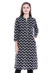 Women's Indian Cotton Kurta Tunic -with Zig-Zag Print | In-Sattva Women's Indian Cotton Kurta Tunic -with Zig-Zag Print | In-Sattva