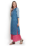 Kurta Tunic Women's Indian Pure Cotton Leaf Print - Side | In-Sattva