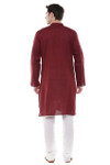 Men's Two-Piece Ensemble - Maroon Pure Cotton Kurta Pajama - Back | In-Sattva