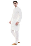 Men's Two-Piece Ensemble - Off White Pure Cotton Kurta Pajama - Side | In-Sattva Men's Two-Piece Ensemble - Off White Pure Cotton Kurta Pajama - Side | In-Sattva