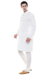 Men's Two-Piece Ensemble - White Pure Cotton Kurta Pajama - Side | In-Sattva Men's Two-Piece Ensemble - White Pure Cotton Kurta Pajama - Side | In-Sattva