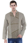 Men's Sanskrit Mantra Print Pure Cotton Beige Kurta Tunic - Front | In-Sattva