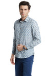 Blue Fitted Button Down Men's Shirt - Vintage Faded Look - Side | In-Sattva