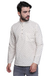 Men's Shirt-Length Block Printed Kurta Tunic - Side | In-Sattva