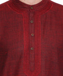Maroon Men's Shirt-Length Kurta Tunic - Garment details | In-Sattva
