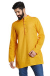 Shatranj Men's Indian Mandarin Collar Summer Sunshine Dobby Print Kurta Tunic Shatranj Men's Indian Mandarin Collar Summer Sunshine Dobby Print Kurta Tunic