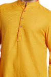 Shatranj Men's Indian Mandarin Collar Summer Sunshine Dobby Print Kurta Tunic Shatranj Men's Indian Mandarin Collar Summer Sunshine Dobby Print Kurta Tunic