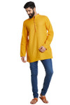 Shatranj Men's Indian Mandarin Collar Summer Sunshine Dobby Print Kurta Tunic Shatranj Men's Indian Mandarin Collar Summer Sunshine Dobby Print Kurta Tunic