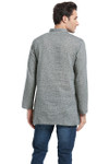 Men's Kurta Tunic: Banded Collar with Charcoal Color Print - Back | In-Sattva Men's Kurta Tunic: Banded Collar with Charcoal Color Print - Back | In-Sattva