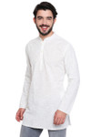 White Pure Cotton Men's Kurta Tunic - Side | In-Sattva White Pure Cotton Men's Kurta Tunic - Side | In-Sattva