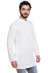 White Pure Cotton Men's Kurta Tunic - Side | In-Sattva White Pure Cotton Men's Kurta Tunic - Side | In-Sattva