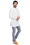 White Pure Cotton Men's Kurta Tunic - Full Display | In-Sattva White Pure Cotton Men's Kurta Tunic - Full Display | In-Sattva