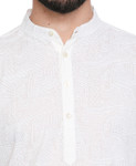White Pure Cotton Men's Kurta Tunic - Garment Details | In-Sattva White Pure Cotton Men's Kurta Tunic - Garment Details | In-Sattva