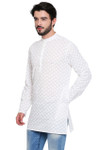 Classic Indian White Men's Kurta Tunic - Side | In-Sattva Classic Indian White Men's Kurta Tunic - Side | In-Sattva