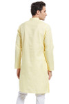 Men's Kurta Tunic: Lemon with Vintage Style Texture - Back | In-Sattva